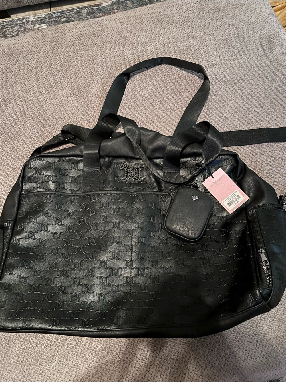 Juicy Couture Black Travel Tote with Detachable Coin Pouch